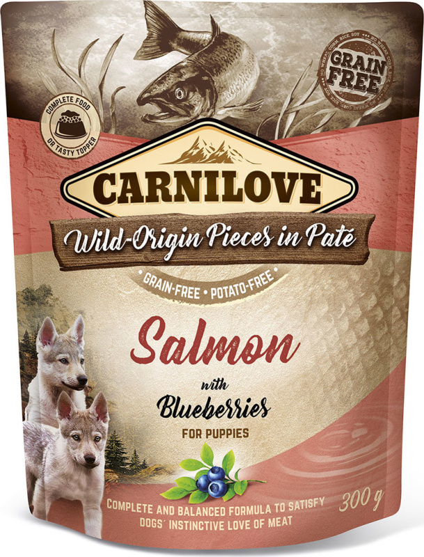 Carnilove Dog Pouch Paté Salmon & Blueber Puppies 300 g
