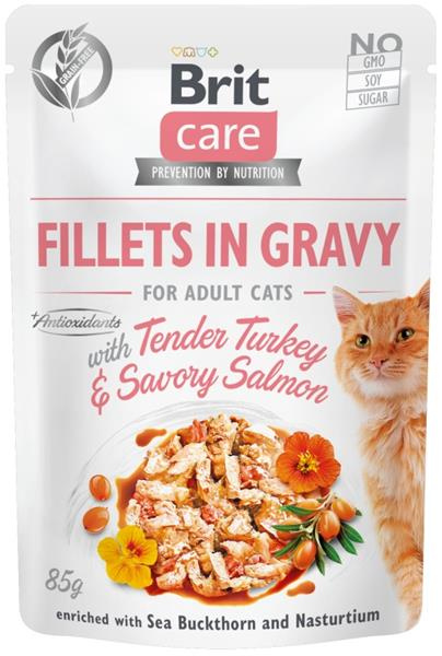 Brit Care Cat Fillets in Gravy Turkey&Salmon 85 g
