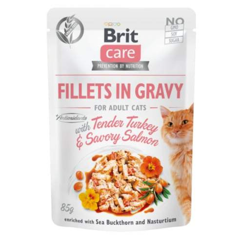 Brit Care Cat Fillets in Gravy Turkey&Salmon 85 g