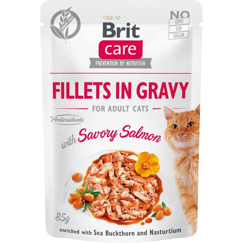 Brit Care Cat Fillets in Gravy Savory Salmon 85 g