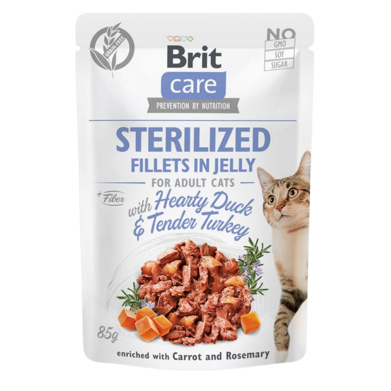 Brit Care Cat Fillets in Jelly Steril Duck&Turkey 85 g