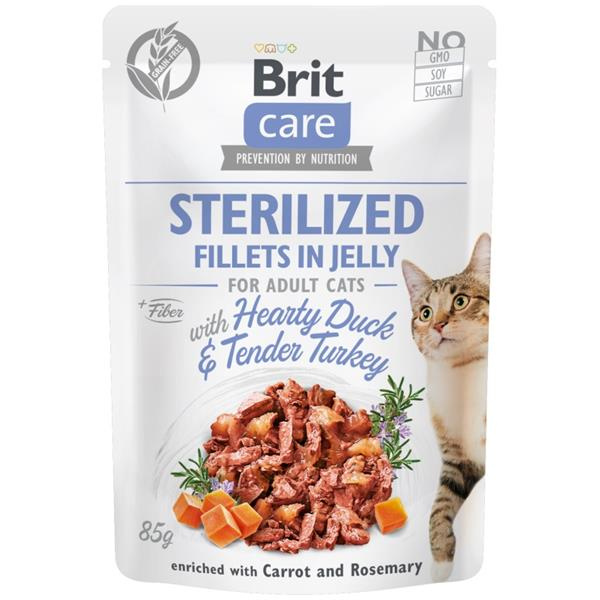 Brit Care Cat Fillets in Jelly Steril Duck&Turkey 85 g