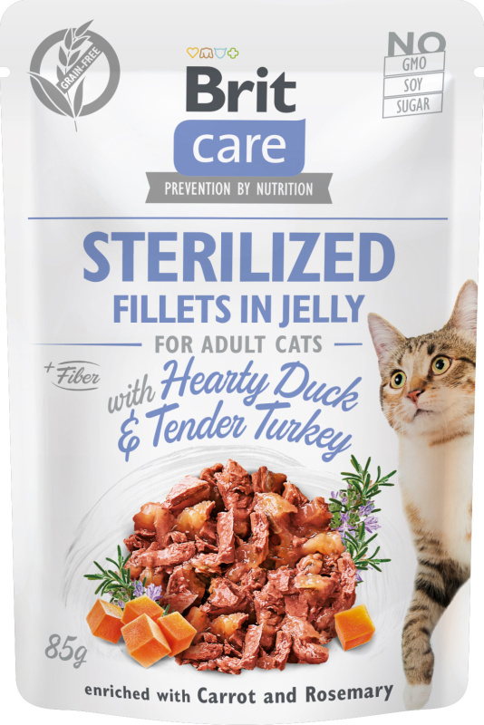 Brit Care Cat Fillets in Jelly Steril Duck&Turkey 85 g