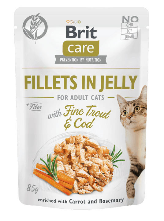 Brit Care Cat Fillets in Jelly with Trout&Cod 85 g