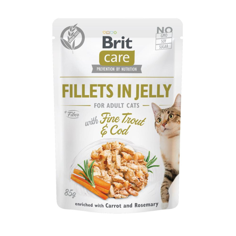 Brit Care Cat Fillets in Jelly with Trout&Cod 85 g
