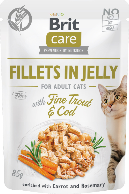 Brit Care Cat Fillets in Jelly with Trout&Cod 85 g