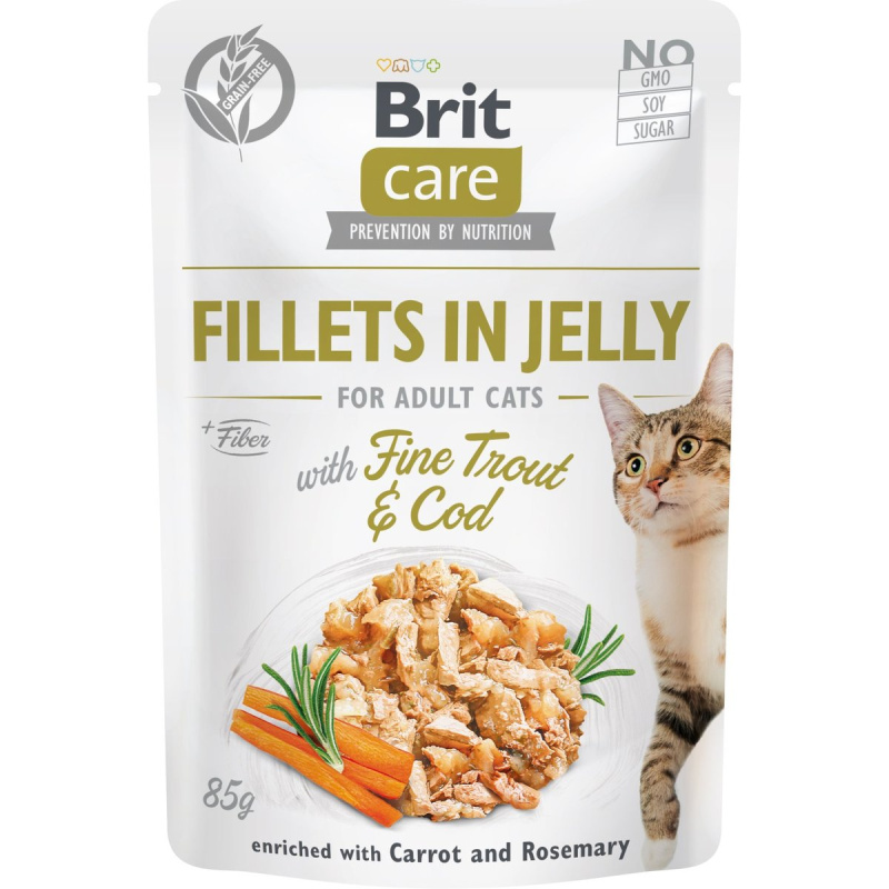 Brit Care Cat Fillets in Jelly with Trout&Cod 85 g