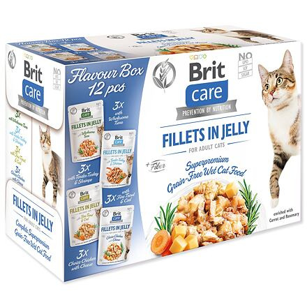 Brit Care Cat Kapsička pro kočky filety v želé MULTIPACK 4x3 ks, 1020 g