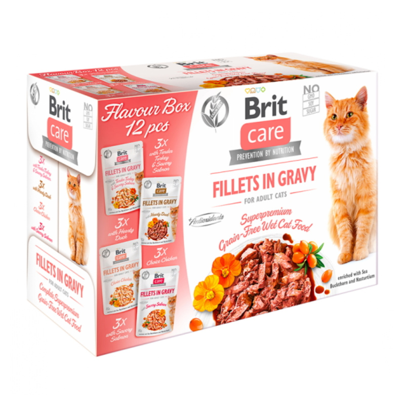 BRIT Care Cat Flavour box Fillet in Gravy 4 x 3 ks 1020 g