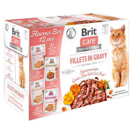 BRIT Care Cat Flavour box Fillet in Gravy 4 x 3 ks 1020 g