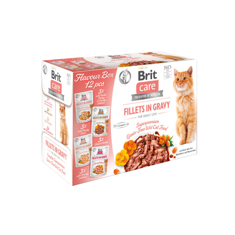 BRIT Care Cat Flavour box Fillet in Gravy 4 x 3 ks 1020 g