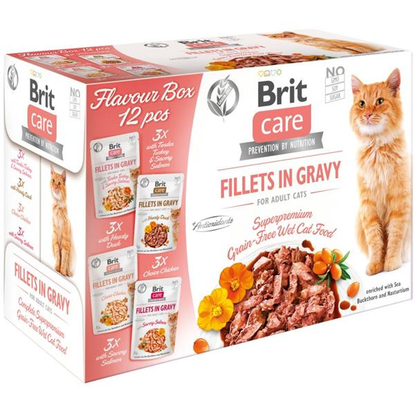 BRIT Care Cat Flavour box Fillet in Gravy 4 x 3 ks 1020 g