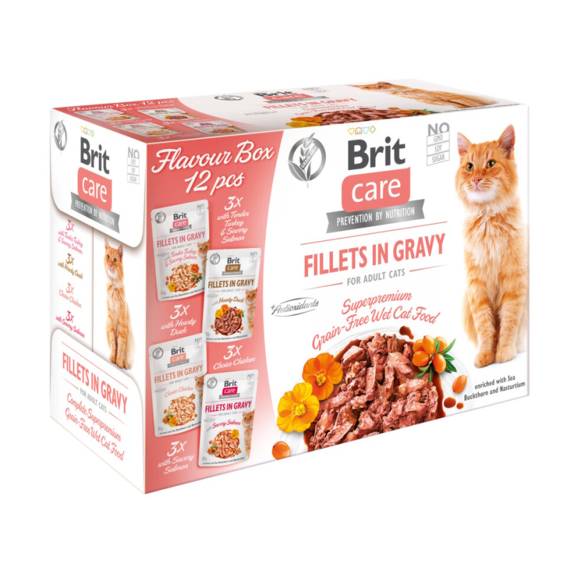 BRIT Care Cat Flavour box Fillet in Gravy 4 x 3 ks 1020 g