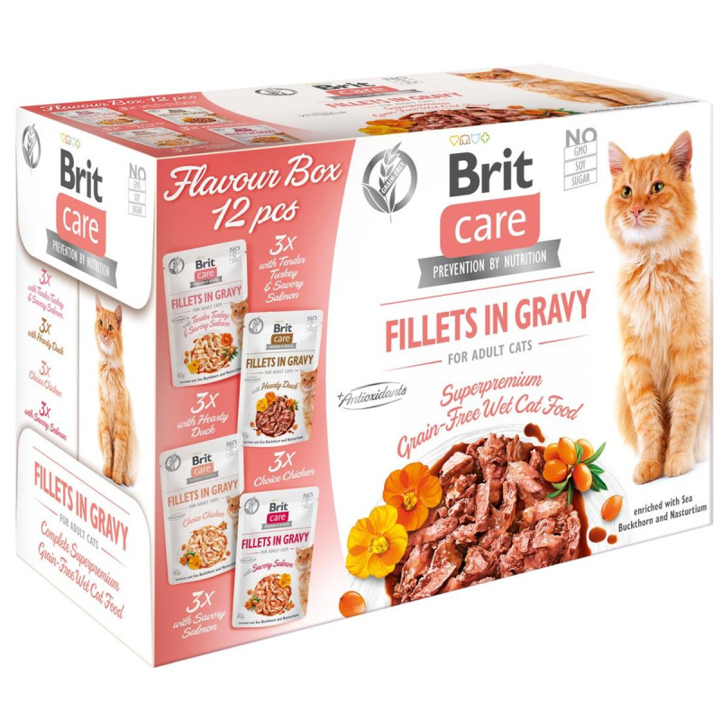 BRIT Care Cat Flavour box Fillet in Gravy 4 x 3 ks 1020 g