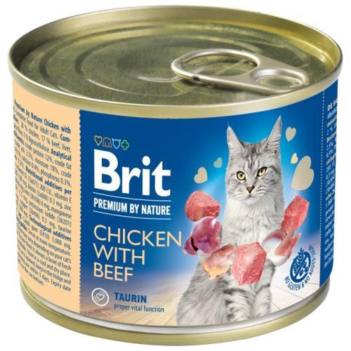 Brit Premium Cat by Nature konz Chicken&Beef 200g