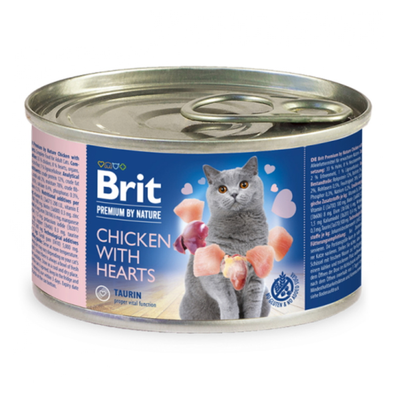Brit Premium Cat by Nature konz Chicken&Hearts 200g