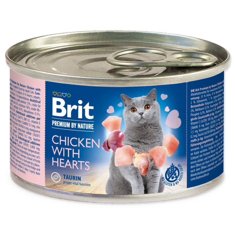 Brit Premium Cat by Nature konz Chicken&Hearts 200g