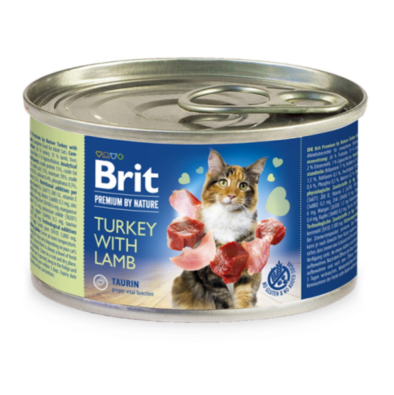 Brit Premium Cat by Nature konz Turkey&Lamb 200g