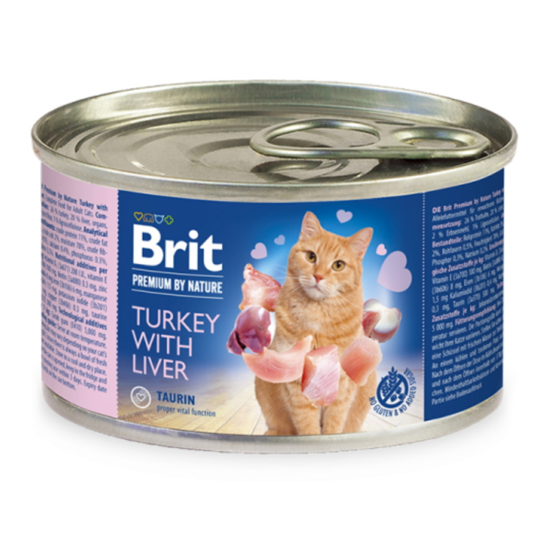 Brit Premium Cat by Nature konz Turkey&Liver 200g