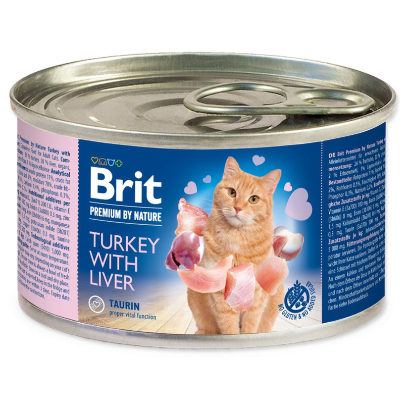 Brit Premium Cat by Nature konz Turkey&Liver 200g