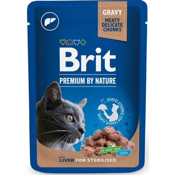 Brit Premium Cat Pouches Liver for Sterilised in Gravy - 100g