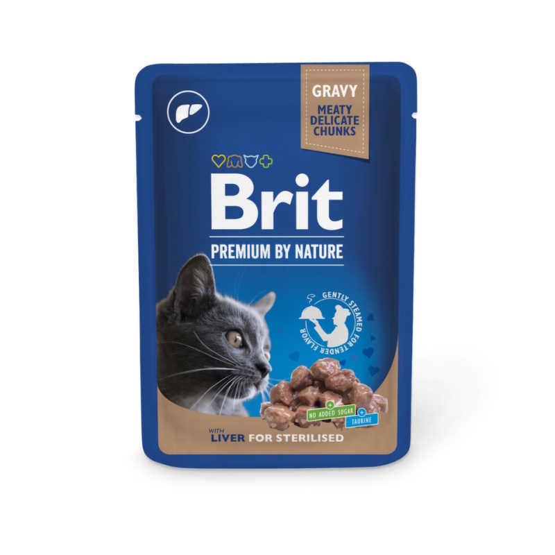 Brit Premium Cat Pouches Liver for Sterilised in Gravy - 100g
