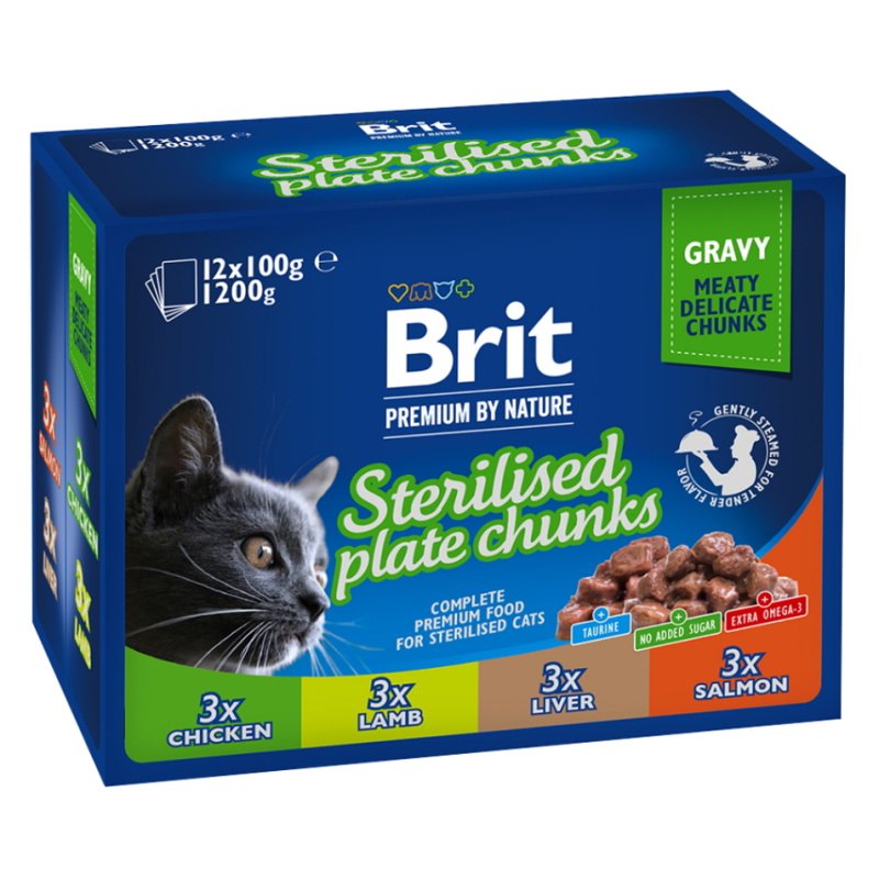 Brit Premium by Nature Sterilized Plate Chunks in Gravy - 12x100g