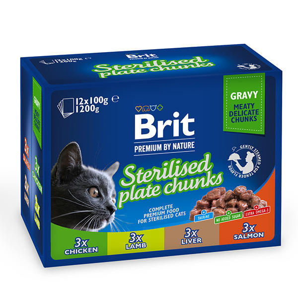 Brit Premium by Nature Sterilized Plate Chunks in Gravy - 12x100g