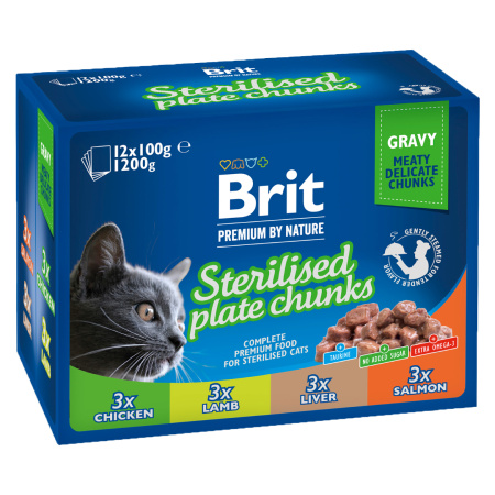 Brit Premium by Nature Sterilized Plate Chunks in Gravy - 12x100g