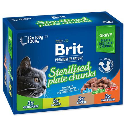 Brit Premium by Nature Sterilized Plate Chunks in Gravy - 12x100g