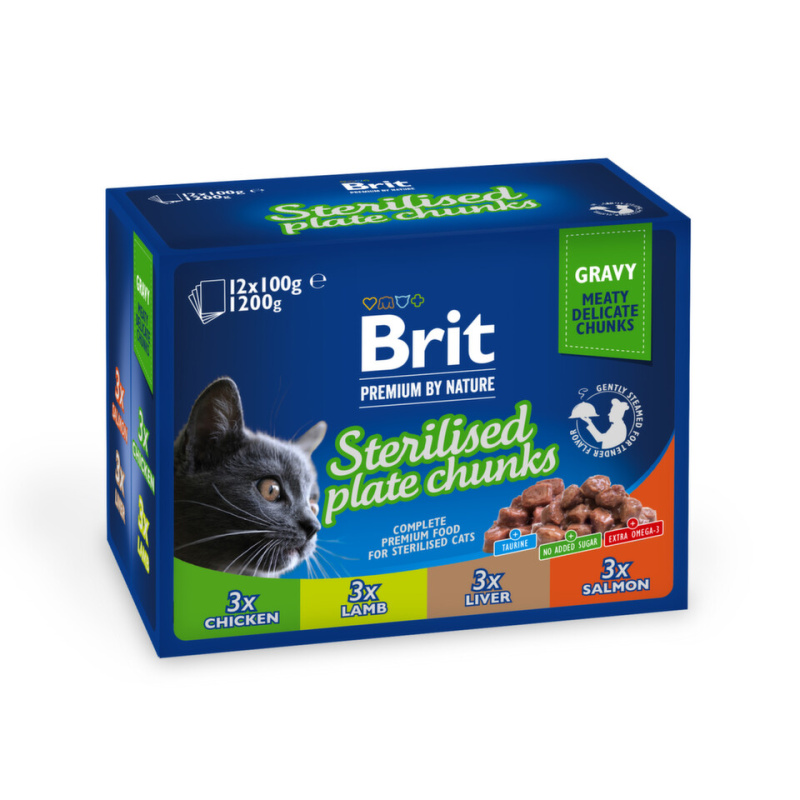 Brit Premium by Nature Sterilized Plate Chunks in Gravy - 12x100g