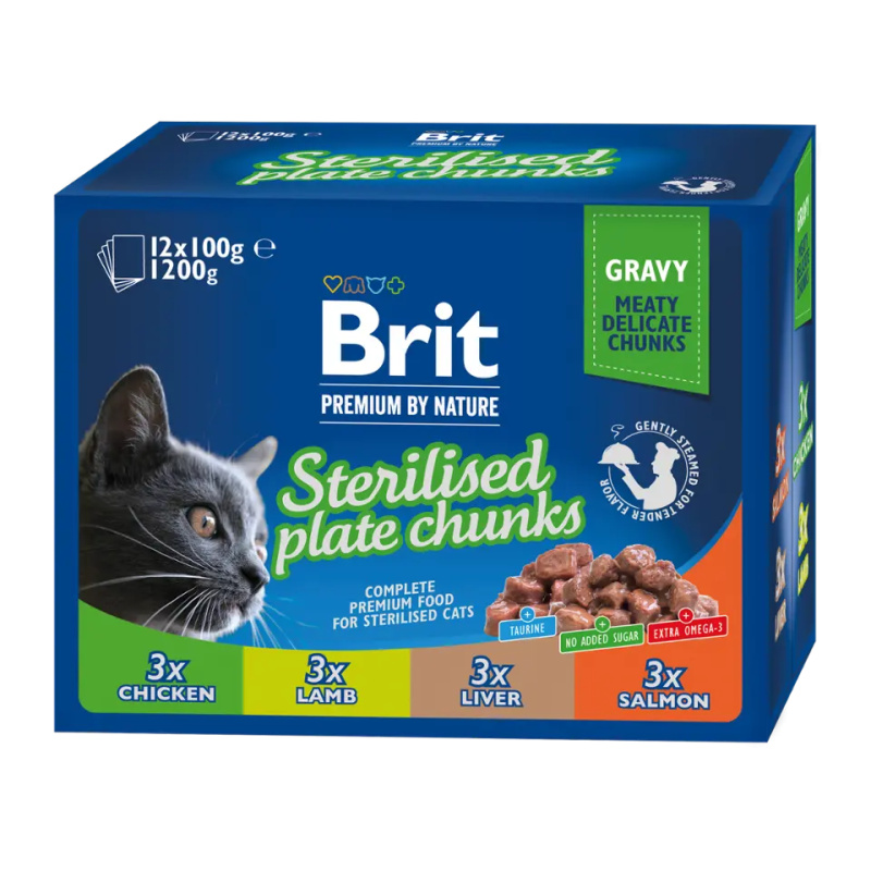 Brit Premium by Nature Sterilized Plate Chunks in Gravy - 12x100g