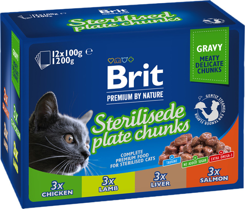 Brit Premium by Nature Sterilized Plate Chunks in Gravy - 12x100g