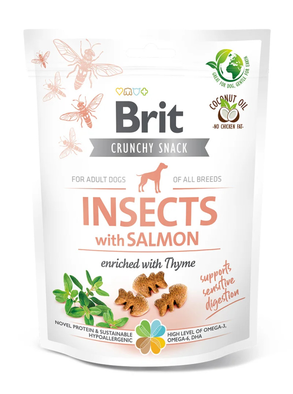 Brit Care Dog Crunchy Cracker. Insects with Salmon enriched with Thyme 200 g