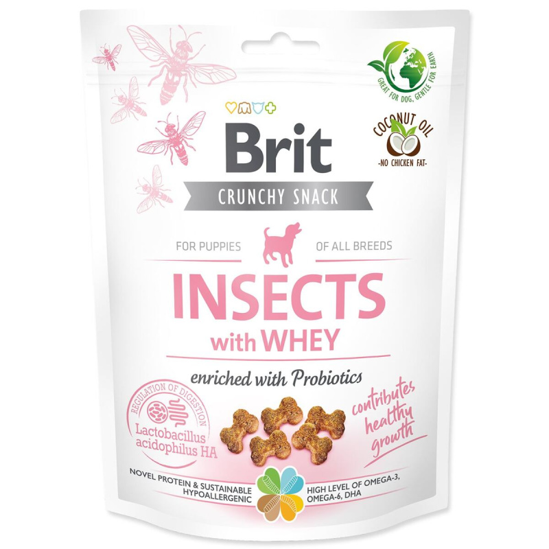 Brit Crunchy Snack Insects Puppy Whey enriched with Probiotics - 200g