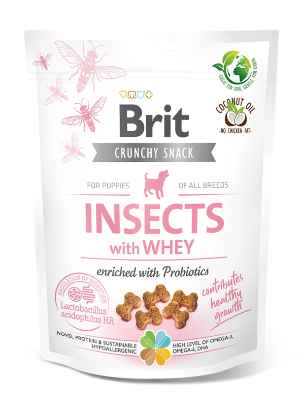Brit Crunchy Snack Insects Puppy Whey enriched with Probiotics - 200g