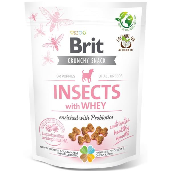 Brit Crunchy Snack Insects Puppy Whey enriched with Probiotics - 200g