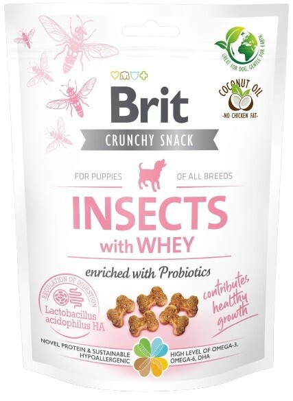 Brit Crunchy Snack Insects Puppy Whey enriched with Probiotics - 200g