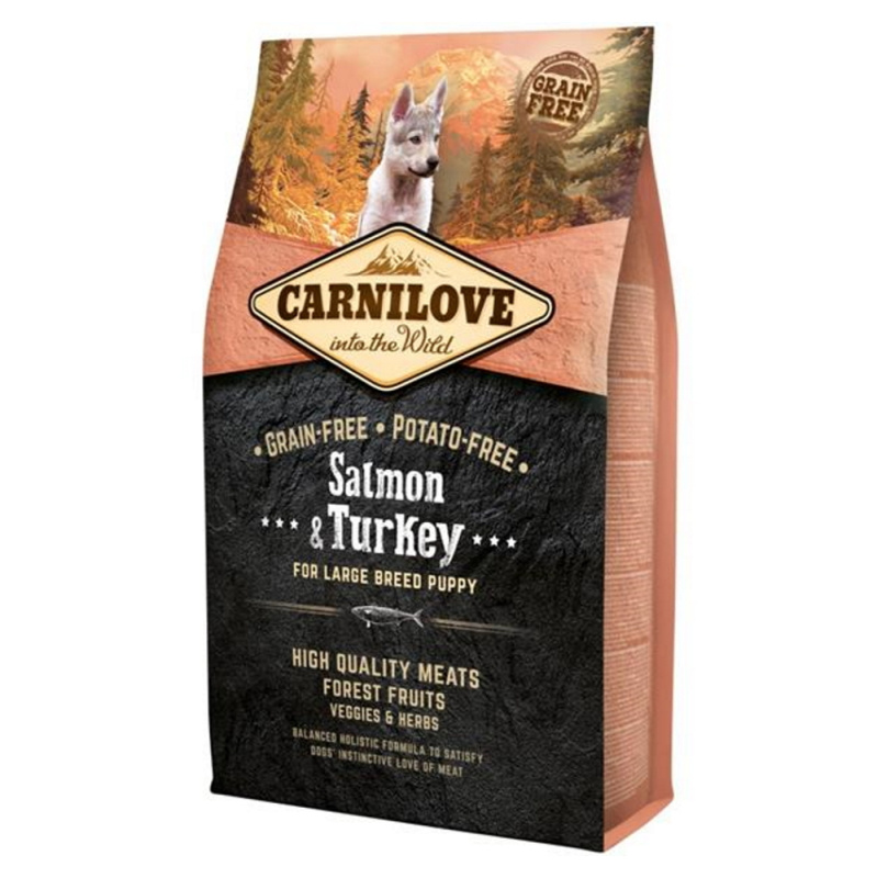 Carnilove krmivo pro štěňata velkých plemen s lososem a krocanem, 4 kg