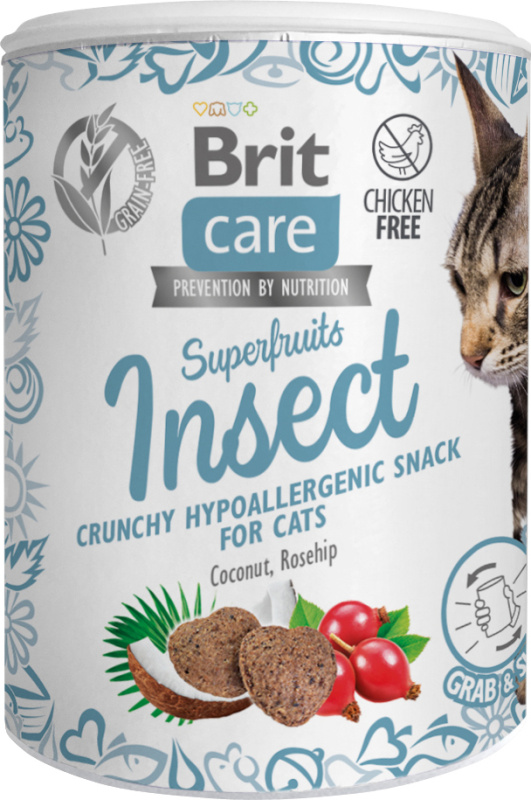 BRIT Care Cat Snack Superfruits Insect with Coconut Oil and Rosehips 100 g