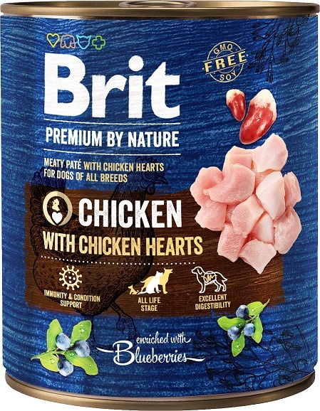 Brit Premium Dog by Nature konz Chicken & Hearts 800 g
