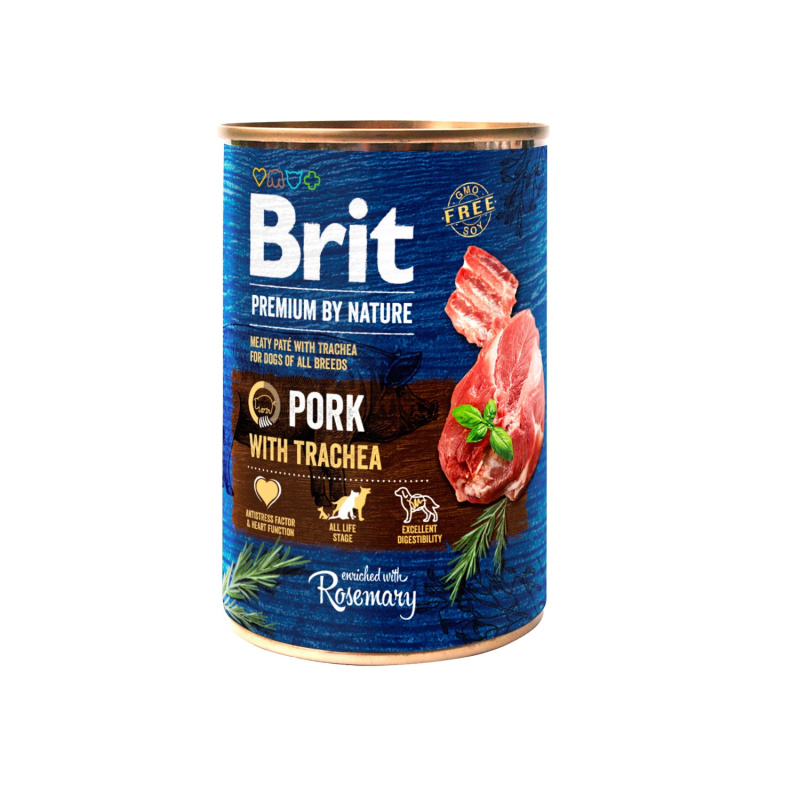 Brit Premium by Nature konzerva paté pro psy bez obilovin vepřové s tracheou, 400 g