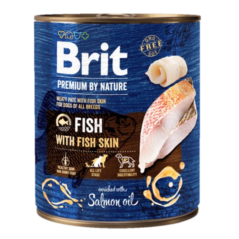 Brit Premium by Nature konzerva paté pro psy bez obilovin s rybou a kůží, 800 g