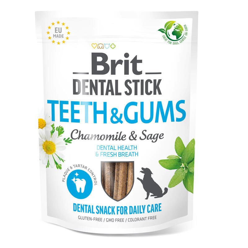 Pochoutka Brit Dental Stick Teeth & Gums s heřmánkem a šalvějí 7ks
