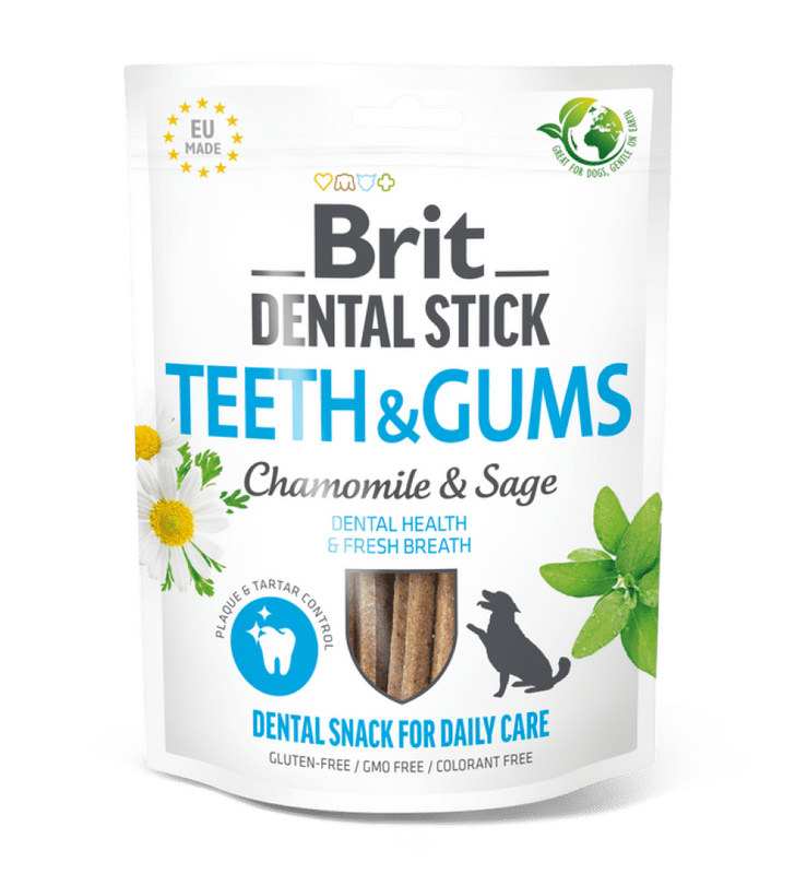 Pochoutka Brit Dental Stick Teeth & Gums s heřmánkem a šalvějí 7ks