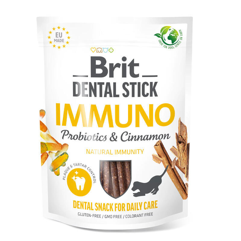 Pochoutka Brit Dental Stick Immuno s Probiotiky a Skořicí 7ks