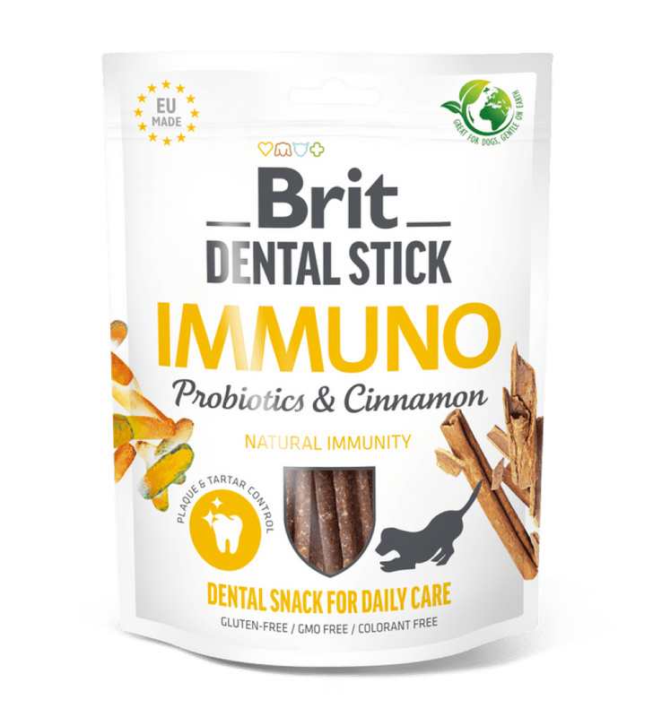 Pochoutka Brit Dental Stick Immuno s Probiotiky a Skořicí 7ks