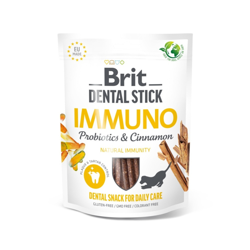 Pochoutka Brit Dental Stick Immuno s Probiotiky a Skořicí 7ks