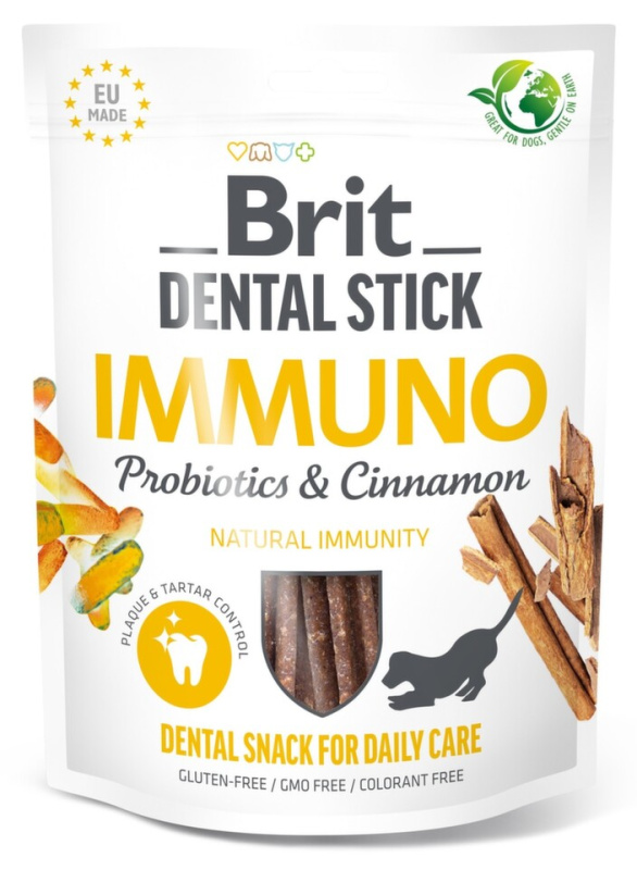 Pochoutka Brit Dental Stick Immuno s Probiotiky a Skořicí 7ks