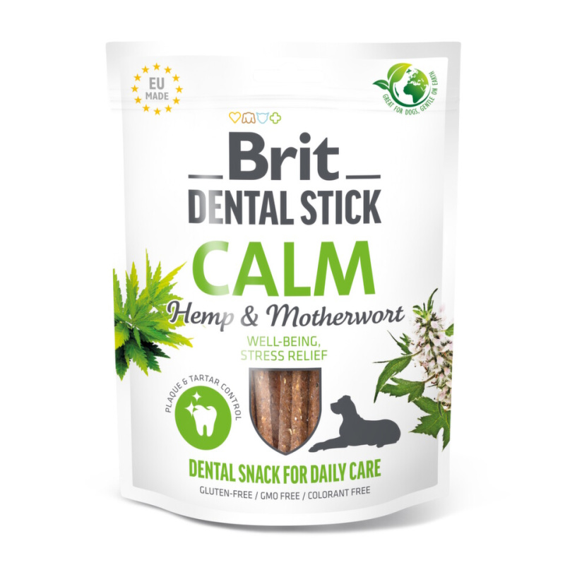 Pochoutka Brit Dental Stick Calm s Konopím a Srdečníkem 7ks